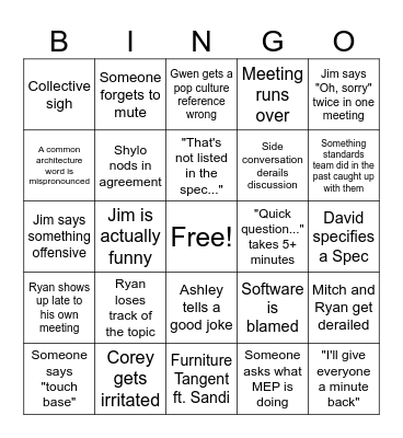 RYAN & JIM MEETING SURVIVAL BINGO™ Bingo Card