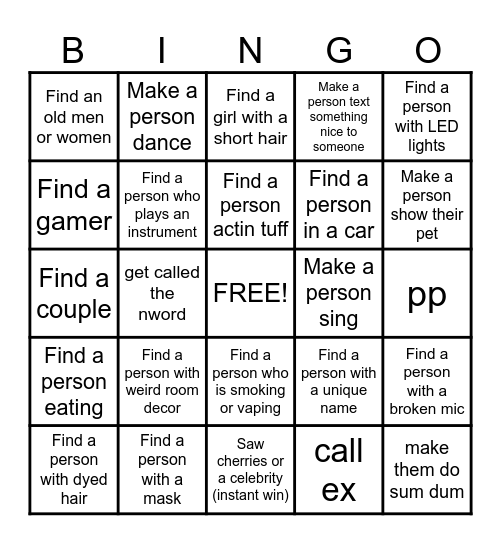 Omegle Bingo Card