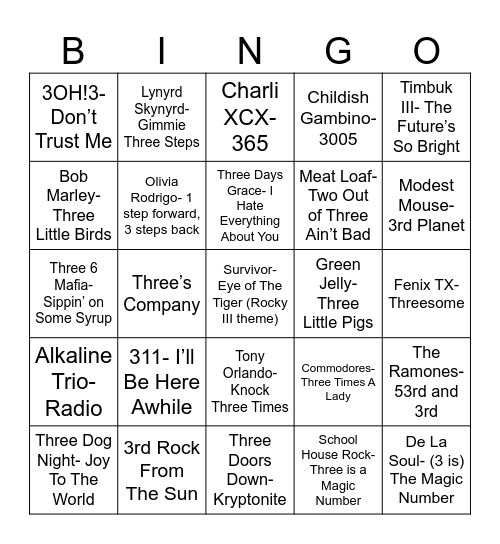 Radio Bingo 3 Bingo Card