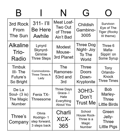 Radio Bingo 3 Bingo Card