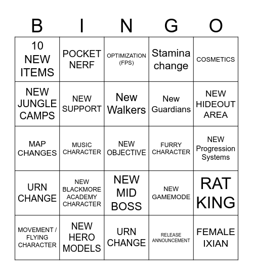 DEADLOCK PATCH BINGO Card
