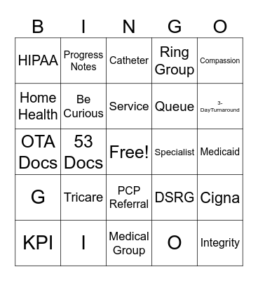 Insurance Specialist - Bingo Card