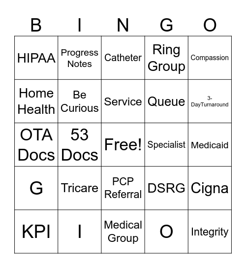 Insurance Specialist - Bingo Card