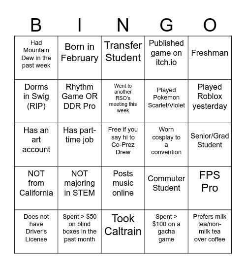VGDC 26-27 Bingo Sheets Bingo Card