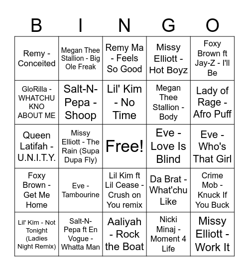 Music Bingo: Mika Mix Bingo Card