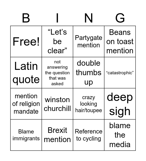 BOJO Bingo Card