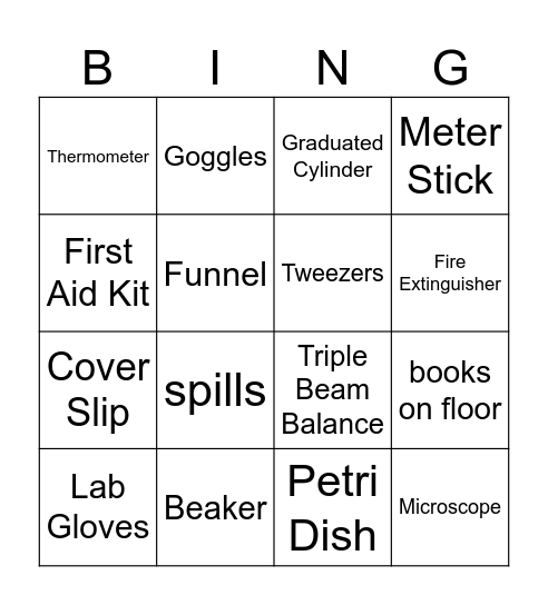 Laboratory Equipment Bingo Card