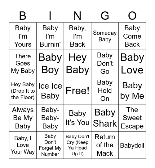 Baby Shower Rd 1 Bingo Card