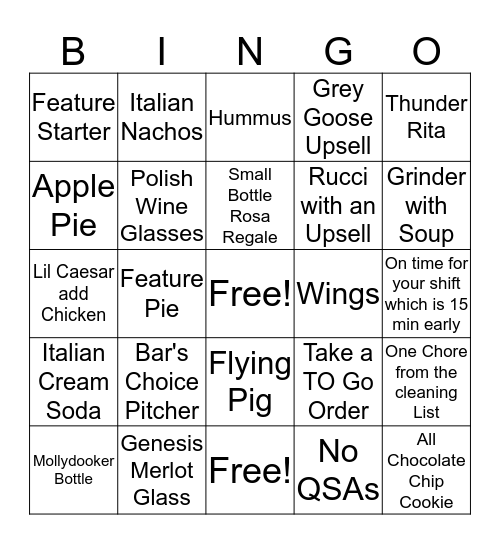 CRUSTY BINGO! Bingo Card