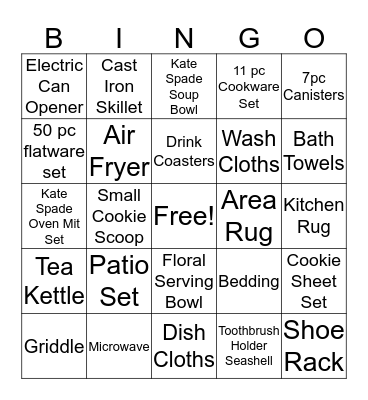 Bridal Shower Bingo Card