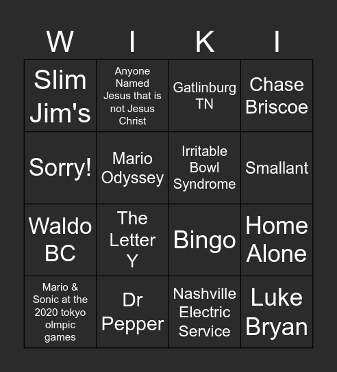 Wikipedia Bingo Card