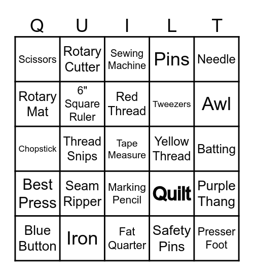 Sewcation Retreats Bingo Card