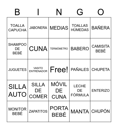 JULIÁN BABY SHOWER Bingo Card