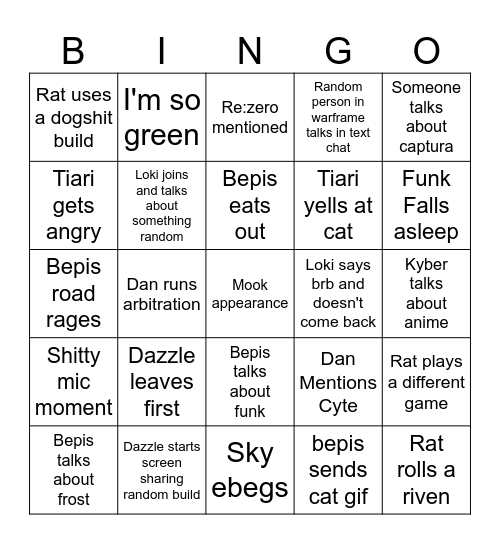 Beyond the relay bingo Card