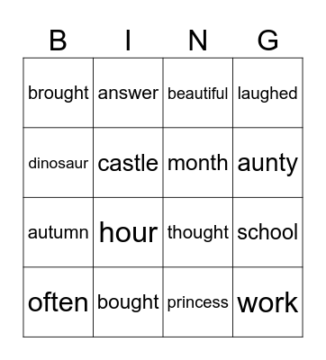 Heart Word Bingo Card