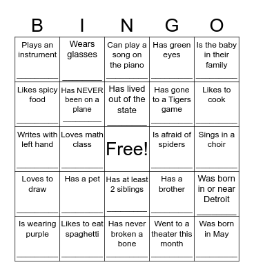 Getting to Know You PAWS BINGO Card