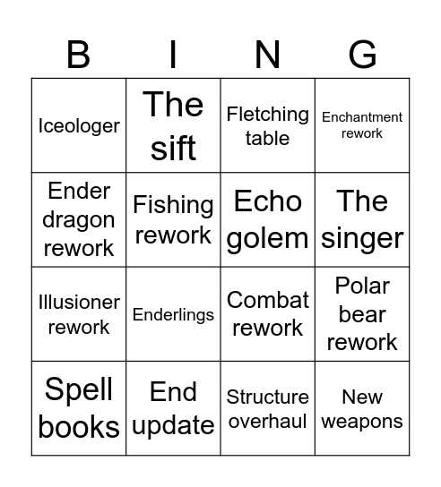 Minecrap live update reveal Bingo Card