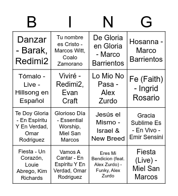 Bingo musical Bingo Card