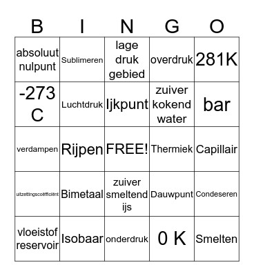 het weer Bingo Card