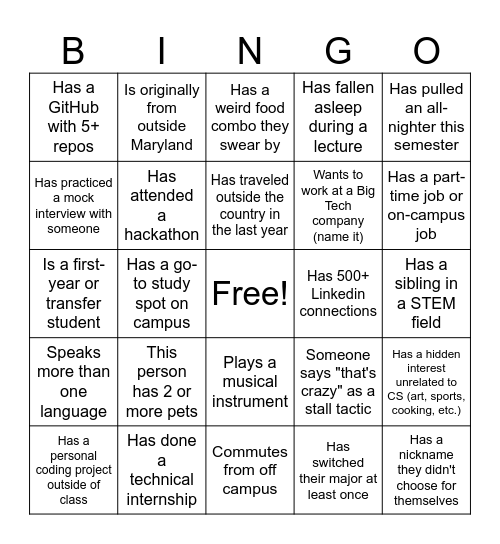 Find someone who... Bingo Card