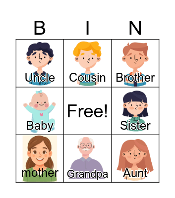 Family members Bingo Card