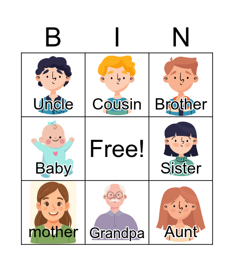 Family members Bingo Card