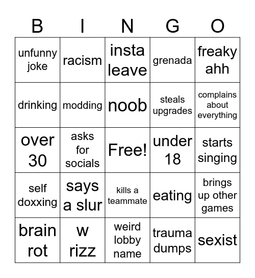 repo public lobbies Bingo Card