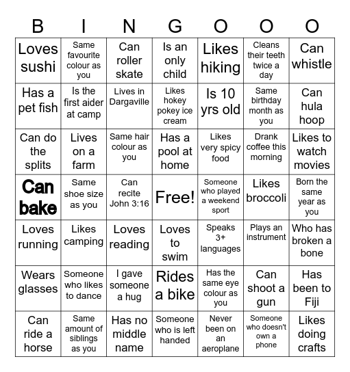 Making new friends Bingo Card