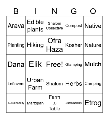 Farm to Sukkah Bingo Card