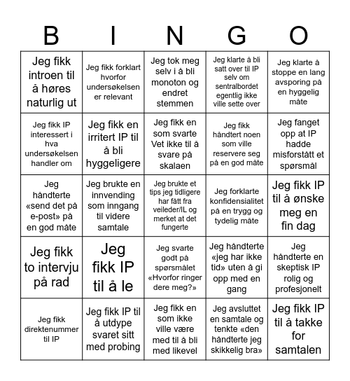 NORSTAT BINGO Card