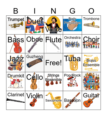 Music Listening Bingo Card