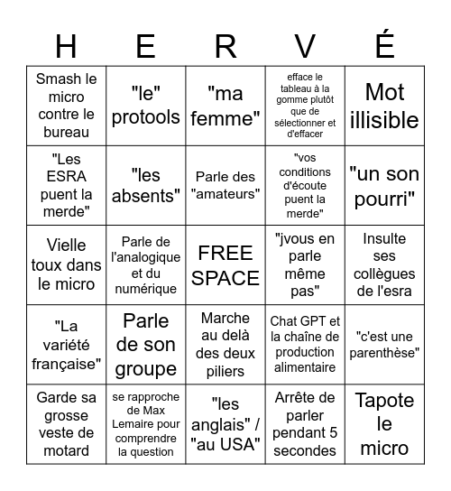 Hervé Baudier Bingo Card