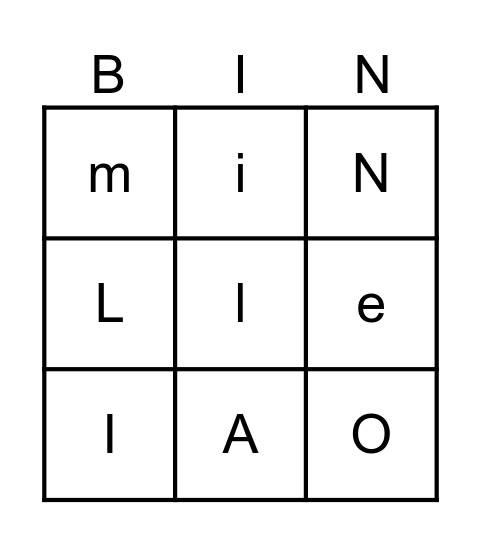 Bokstavbingo Card