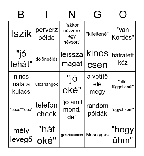 záhonyi bingo Card