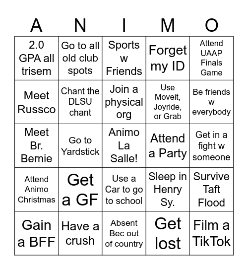 DLSU 26-27 Bingo Card
