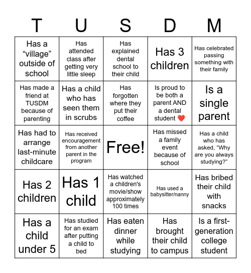 Find Your Village Bingo Card
