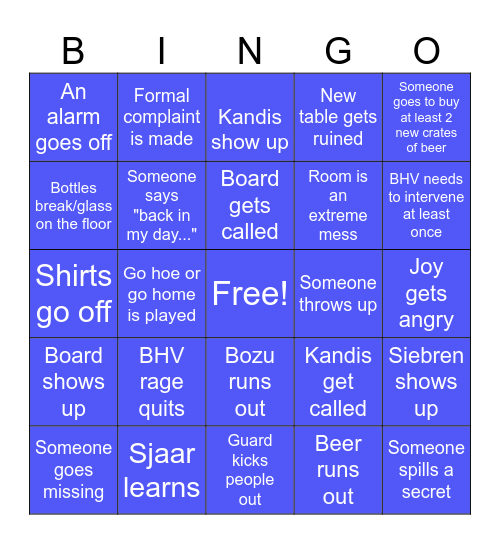 Caseum Borrel Bingo Card