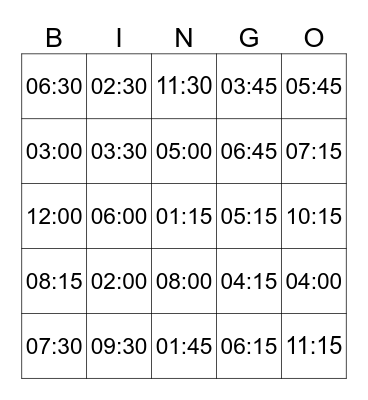 THE TIME Bingo Card