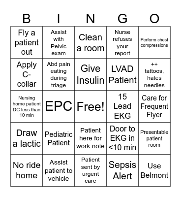 Emergency Nurses Week Bingo Card