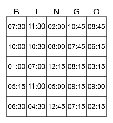 THE TIME Bingo Card