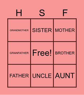 family Bingo Card
