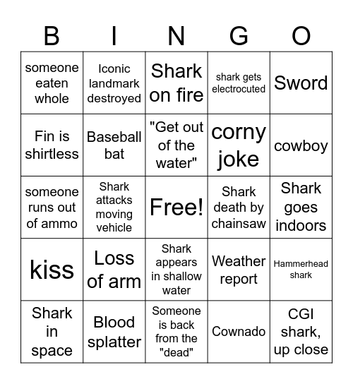 Sharknado Bingo Card