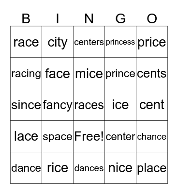 Soft C Bingo Card