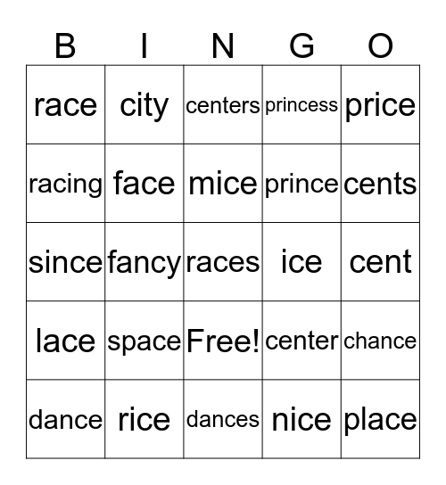 Soft C Bingo Card