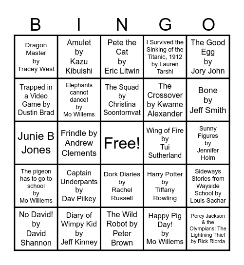 Book Club Bingo Card