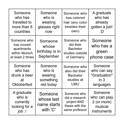 MCLS Graduation 2026 Bingo Card