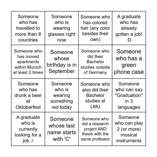 MCLS Graduation 2026 Bingo Card
