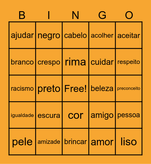 PALAVRINHAS DA AULA Bingo Card