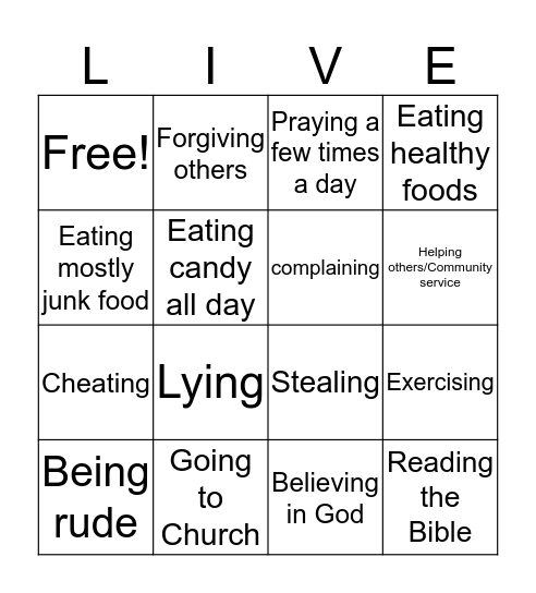 Overindulgence Bingo Card