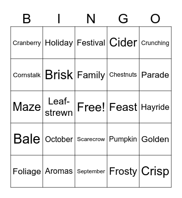 AUTUMN BINGO Card